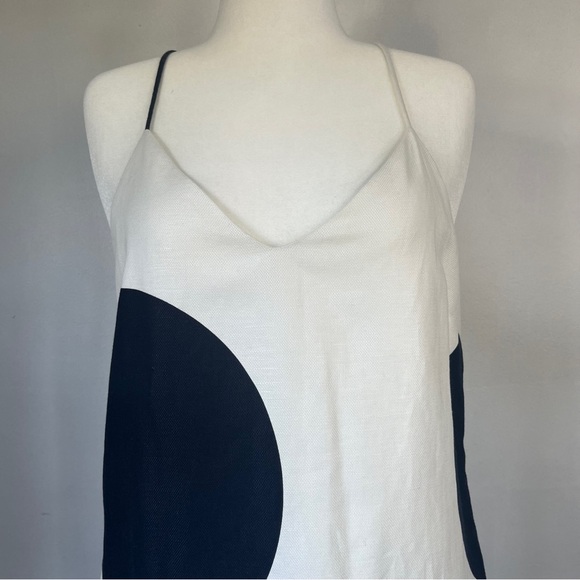 J. Crew Carrie Shift Dress Large Polka Dot White Navy Dress Sleeveless Summer 12 - Picture 2 of 8